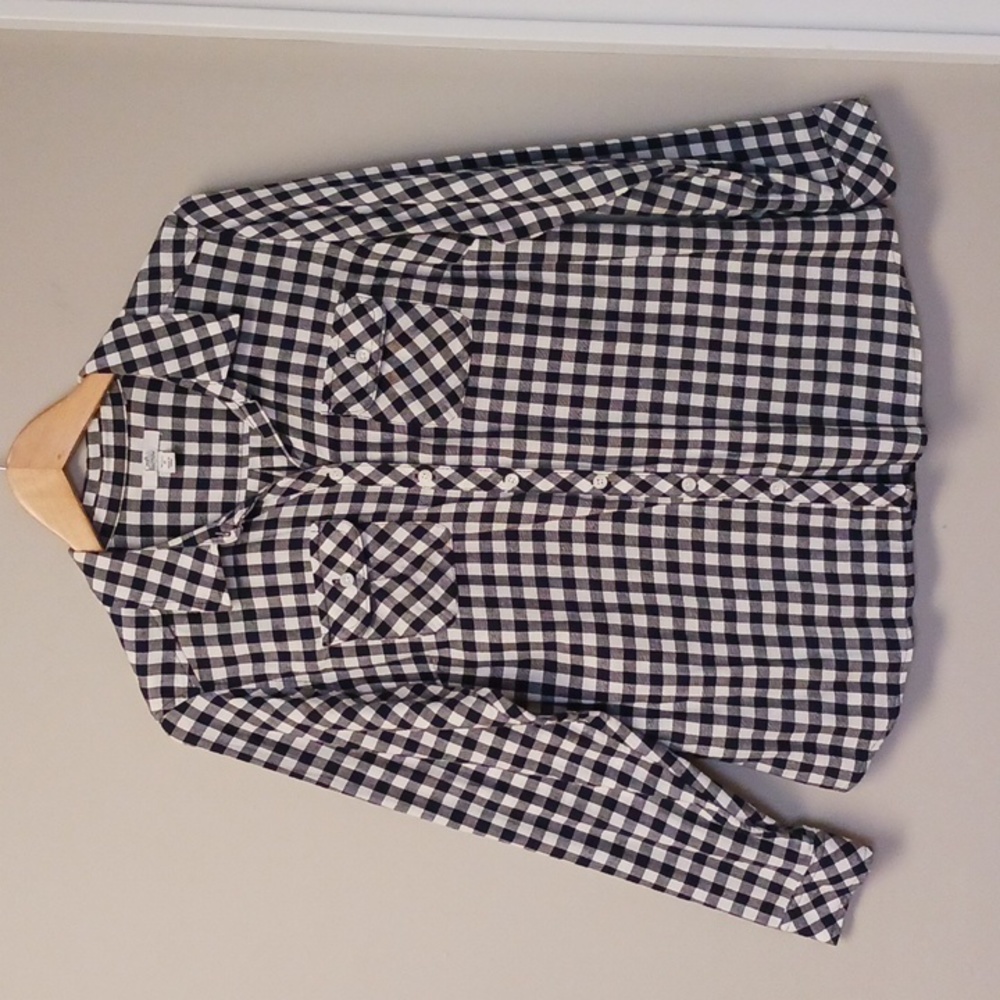 Croft & Barrow Flannel Top Navy Blue & White Size MP